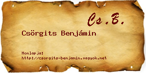 Csörgits Benjámin névjegykártya